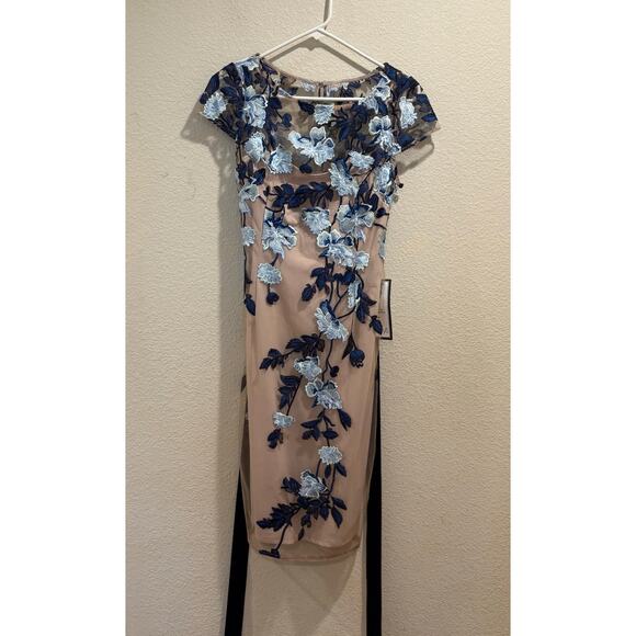 Adrianna Papell NWT Midnight Nude Floral Embroidered Sheath Dress Size 6 - Picture 5 of 11